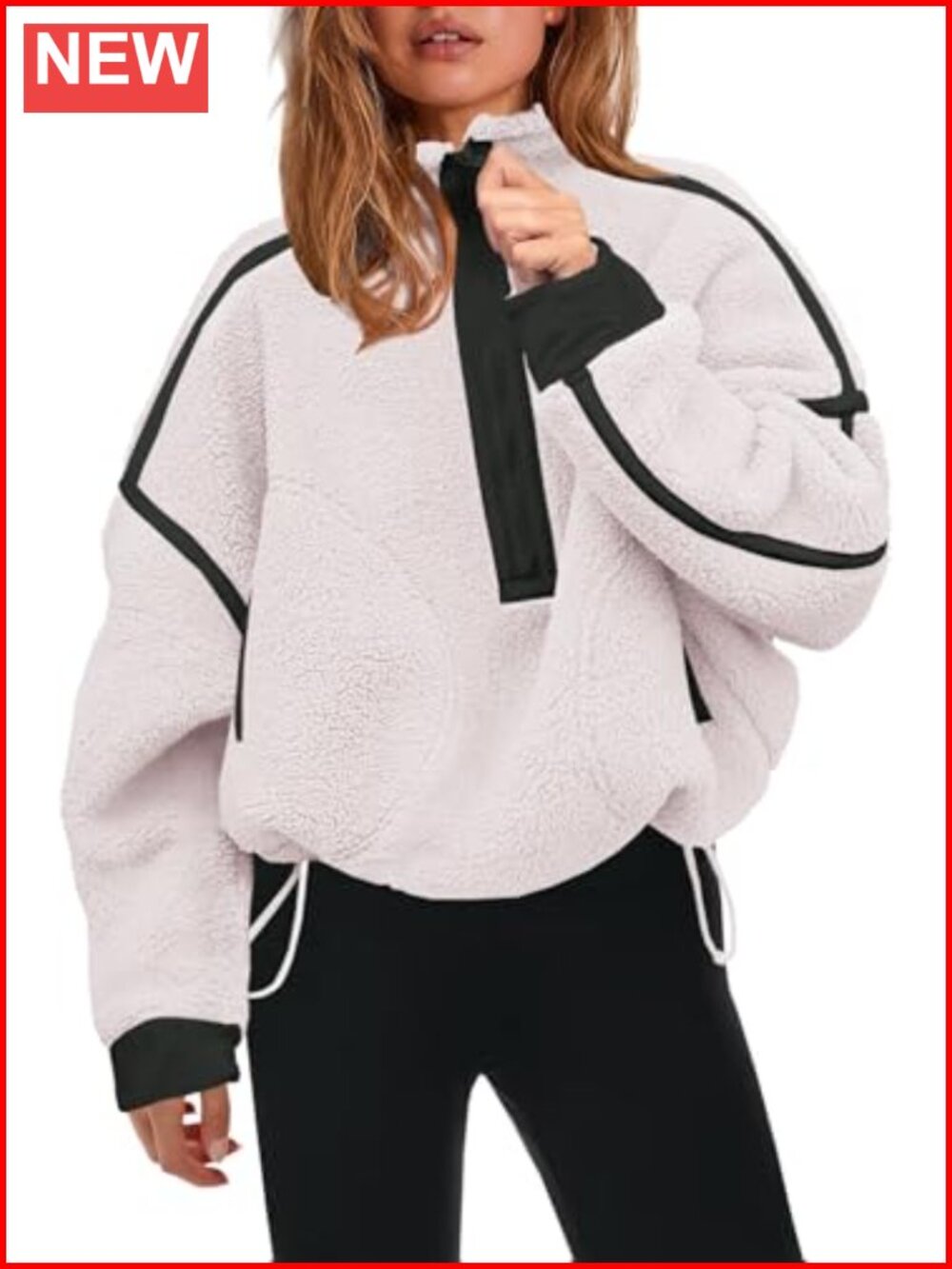 Women's Half Zip Fleece Pullover Sherpa Jacket Long Sleeve Zip Pockets
